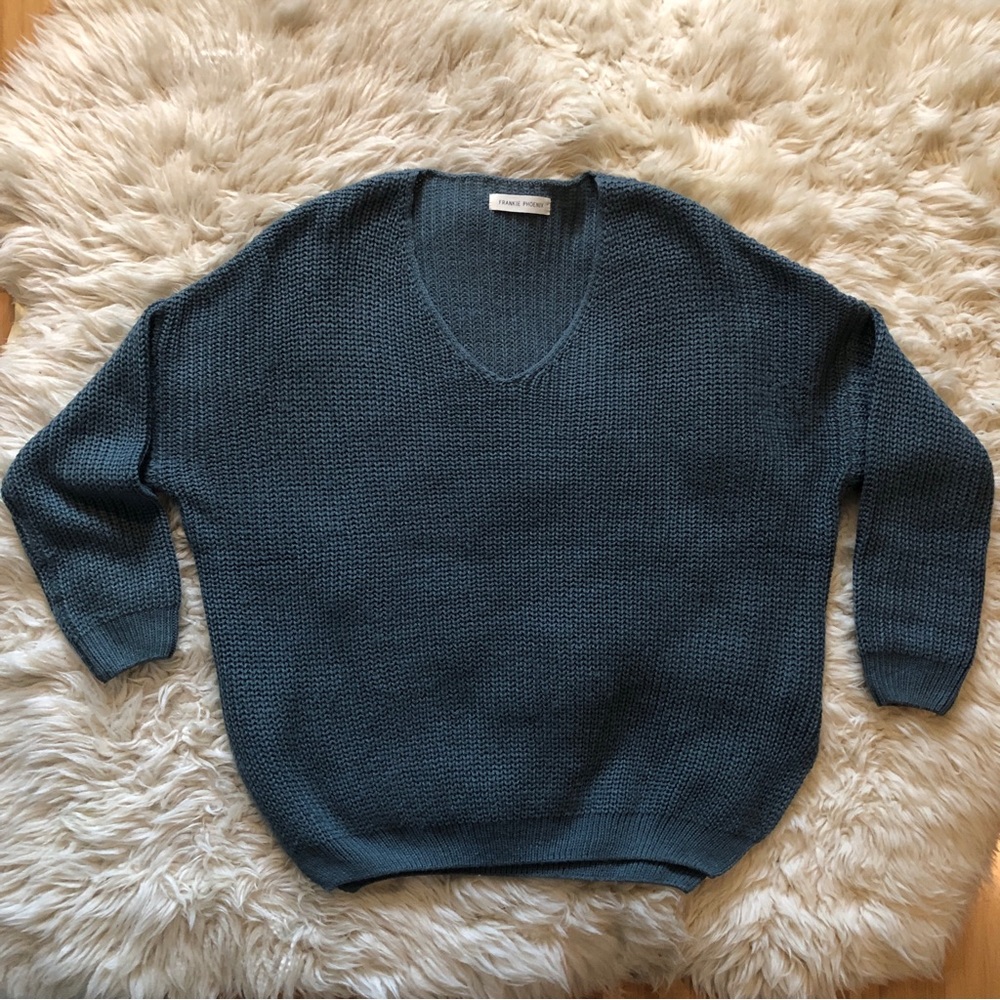 Blue V Neck Sweater